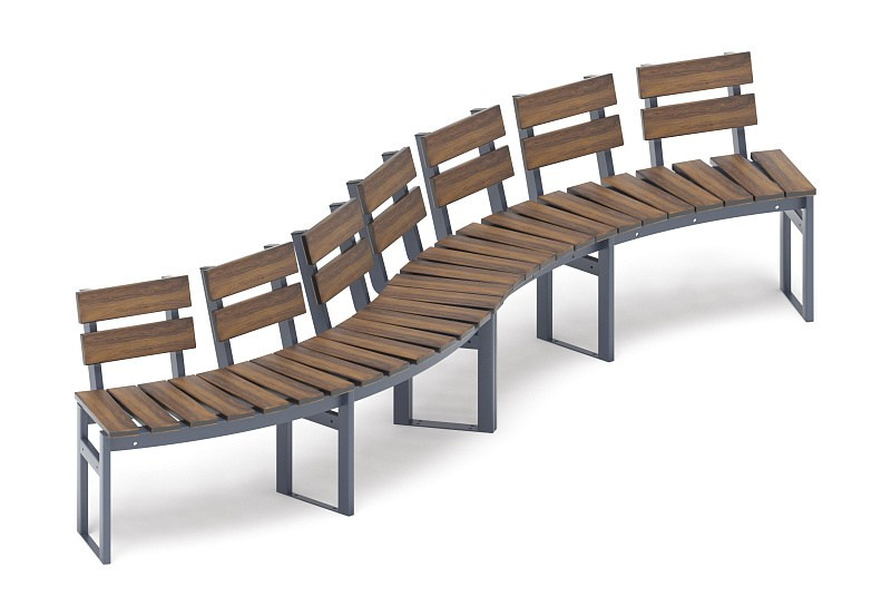 Модульная скамья радиальная (темный дуб) МФ 42.01.21 Габариты (ШхДхВ): 3280х945х740 мм