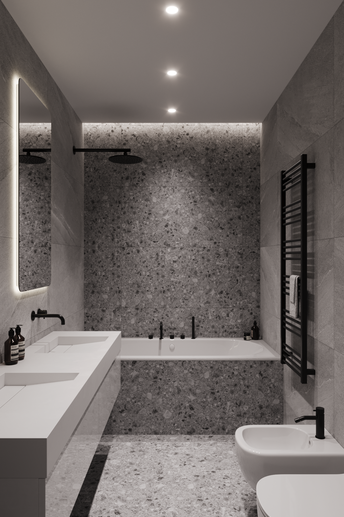 Grey bathroom. 3d визуализатор интерьера Анастасия Лосицкая