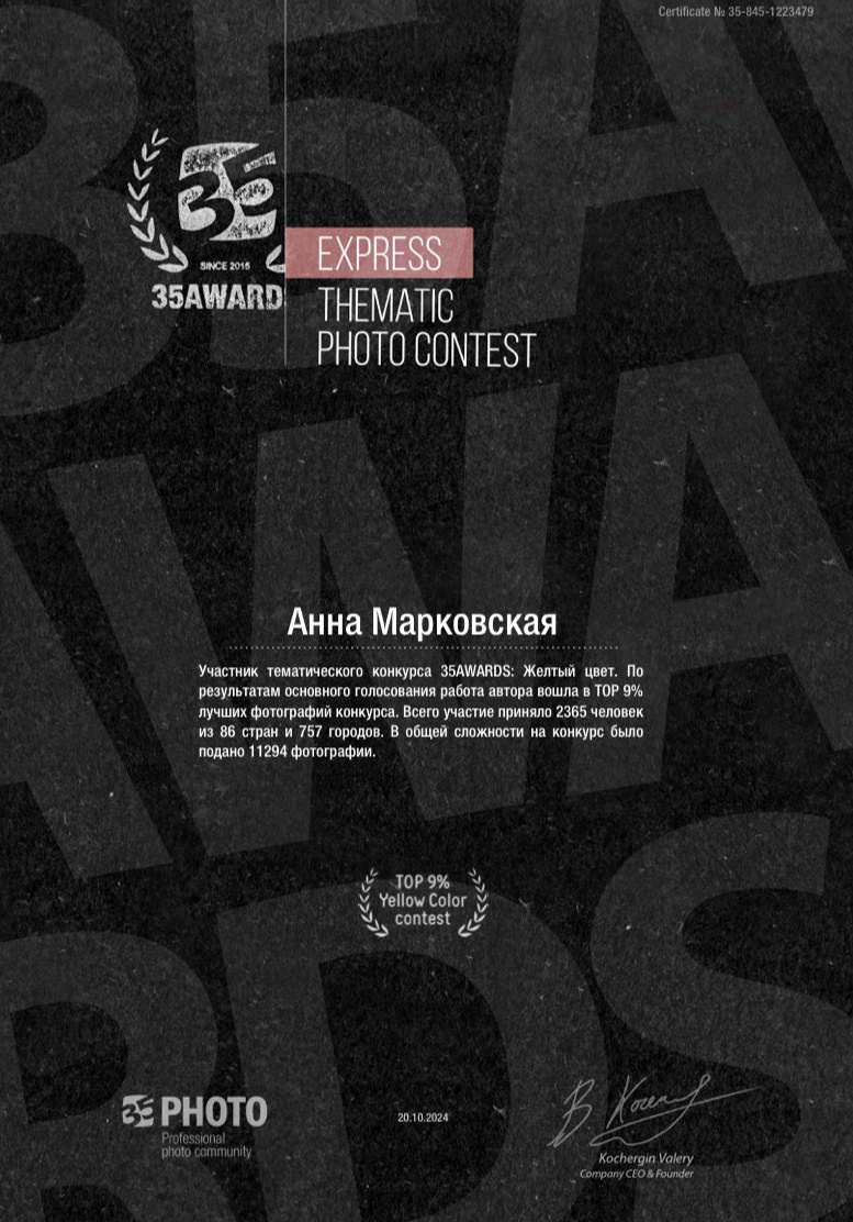 Достижения. Детский и семейный фотограф в Санкт-Петербурге Анна Марковская