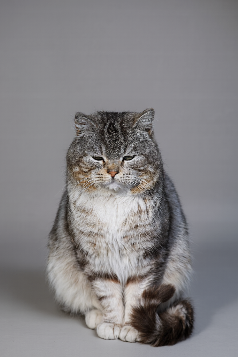 Перенос изображения кота на студийный фон с помощью Qwen Image Edit