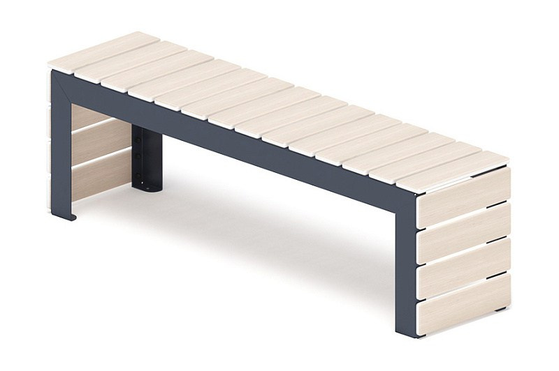 Скамья - МФ 42.02.03-11 (Беленый дуб) Г:380 (под анкера) Габариты (ШхДхВ): 1540x380x475 мм Зона безопасности, мм: 2540х1580