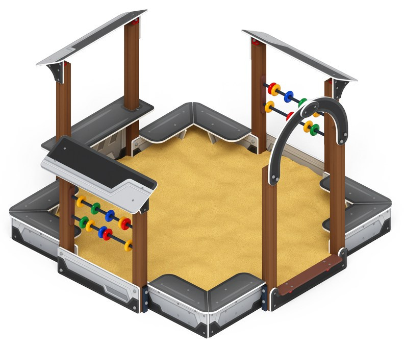 Песочный дворик Теремок (Техно) - ИО 6.01.04-04 Габариты (ШхДхВ): 2880x2995x2000 Зона безопасности, мм: 4880х4995