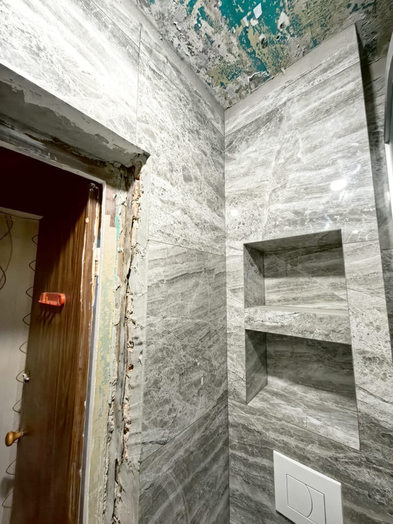 Ванная комната (ул. Чуйкова д. 38). Ремонт санузла, туалета, ванной под ключ в Казани. Укладка плитки