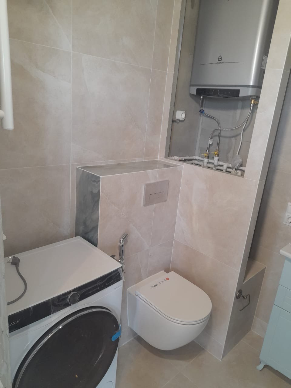 Ванная комната (ул. Михаила Миля д. 9). Ремонт санузла, туалета, ванной под ключ в Казани. Укладка плитки