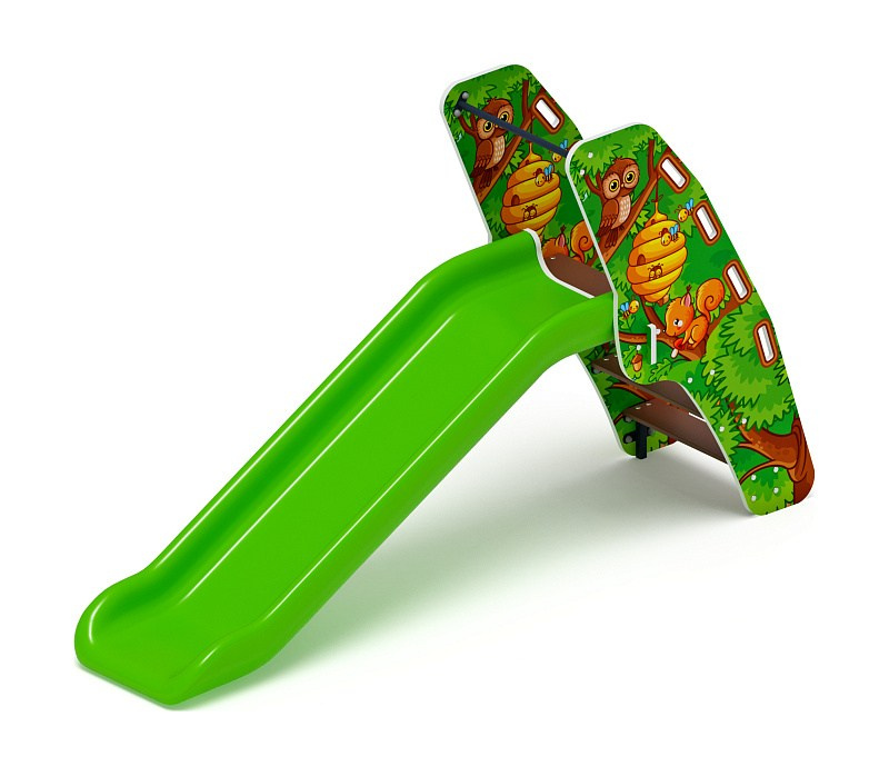 Горка пластиковая - ИО 42.01.05-01 - (салатовый скат) (Полянка) H=900 Габариты (ШхДхВ): 2970x750x1710 Зона безопасности, мм: 6470х3750 Скат горки: H=900 (пластиковый скат) Возрастные ограничения от 3 до 12 лет, весом не более 70 кг