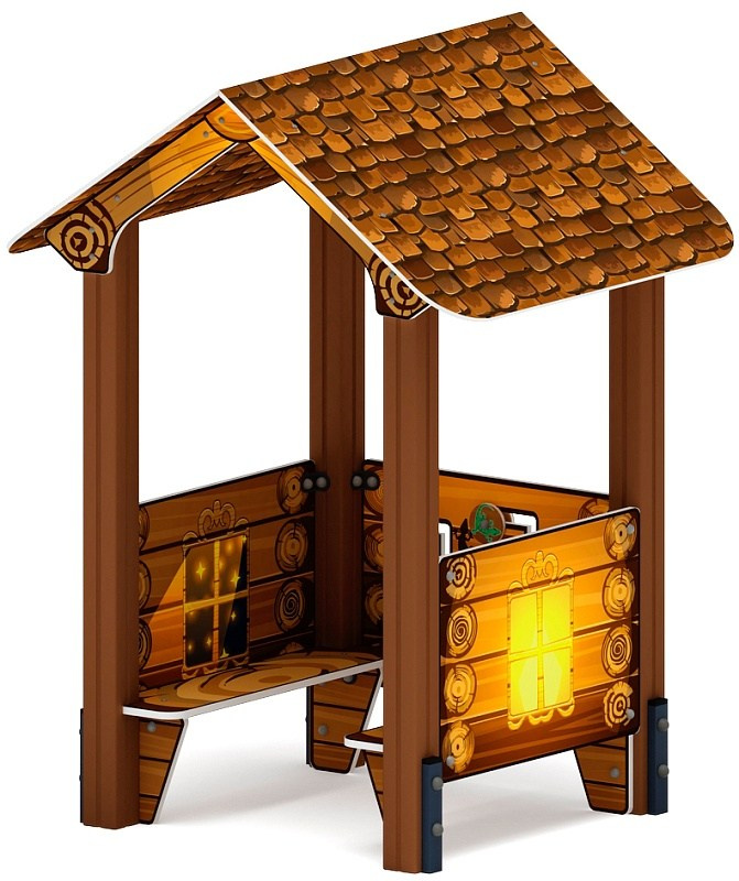 Домик малый 3 (эко) МФ 10.01.03-02  Габариты (ШхДхВ): 1420х1200х1850 Зона безопасности, мм: 2420х2200