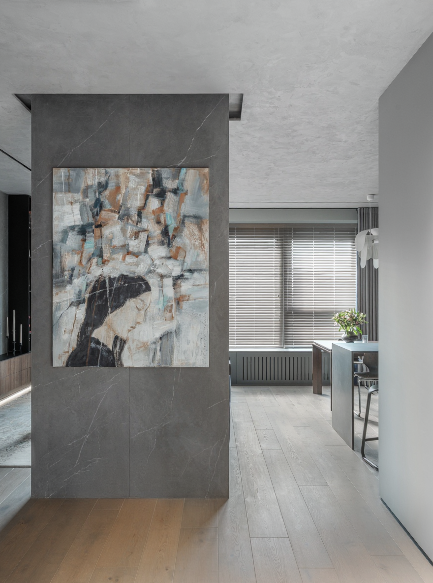 «Побег из мегаполиса», ЖК «Матч-Поинт», проект трехкомнатной квартиры, 104,6 кв. м., 2025 г. Алла Дулова — предметный и интерьерный дизайнер