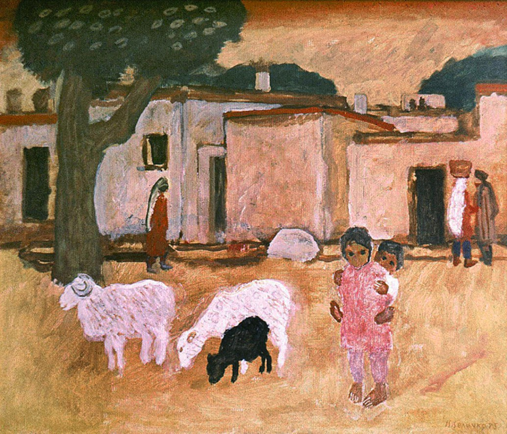 «В Узбекистане.Под деревом» 1975 год Собр. Д. Томас. Мадрид. Художник Величко Вадим Семёнович