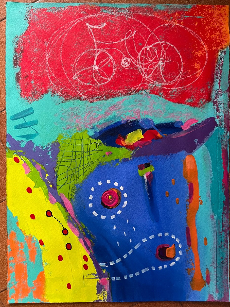 barcelona art City Light 57×77 cmTécnica: Acrílico sobre papel Abstracción en tonos intensos inspirada en la atmósfera luminosa de Barcelona Precio 250€ venda продажа картин барселона город арт абстракция