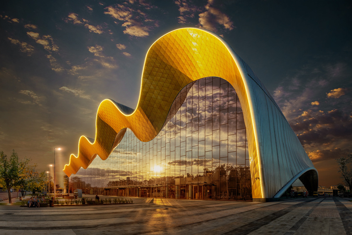 Постпродакшн и ретушь в Москве | Ретушь День в вечер: Дворец гимнастики