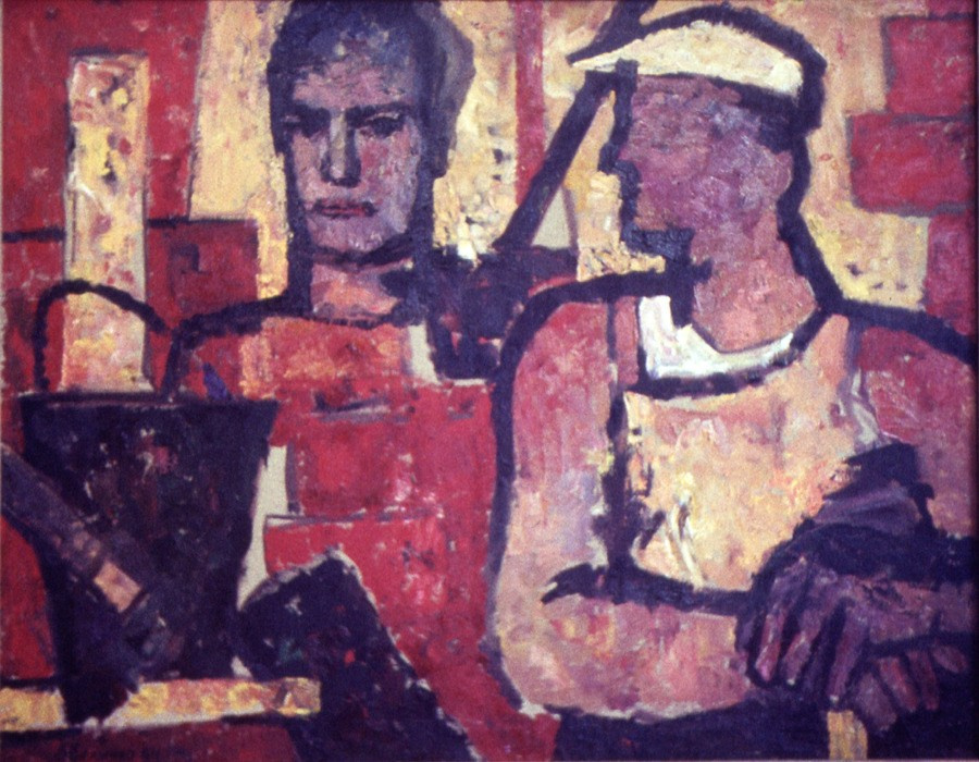 «Строители» 1964 год Собр. Ф.Ваккари. Италия. Художник Величко Вадим Семёнович