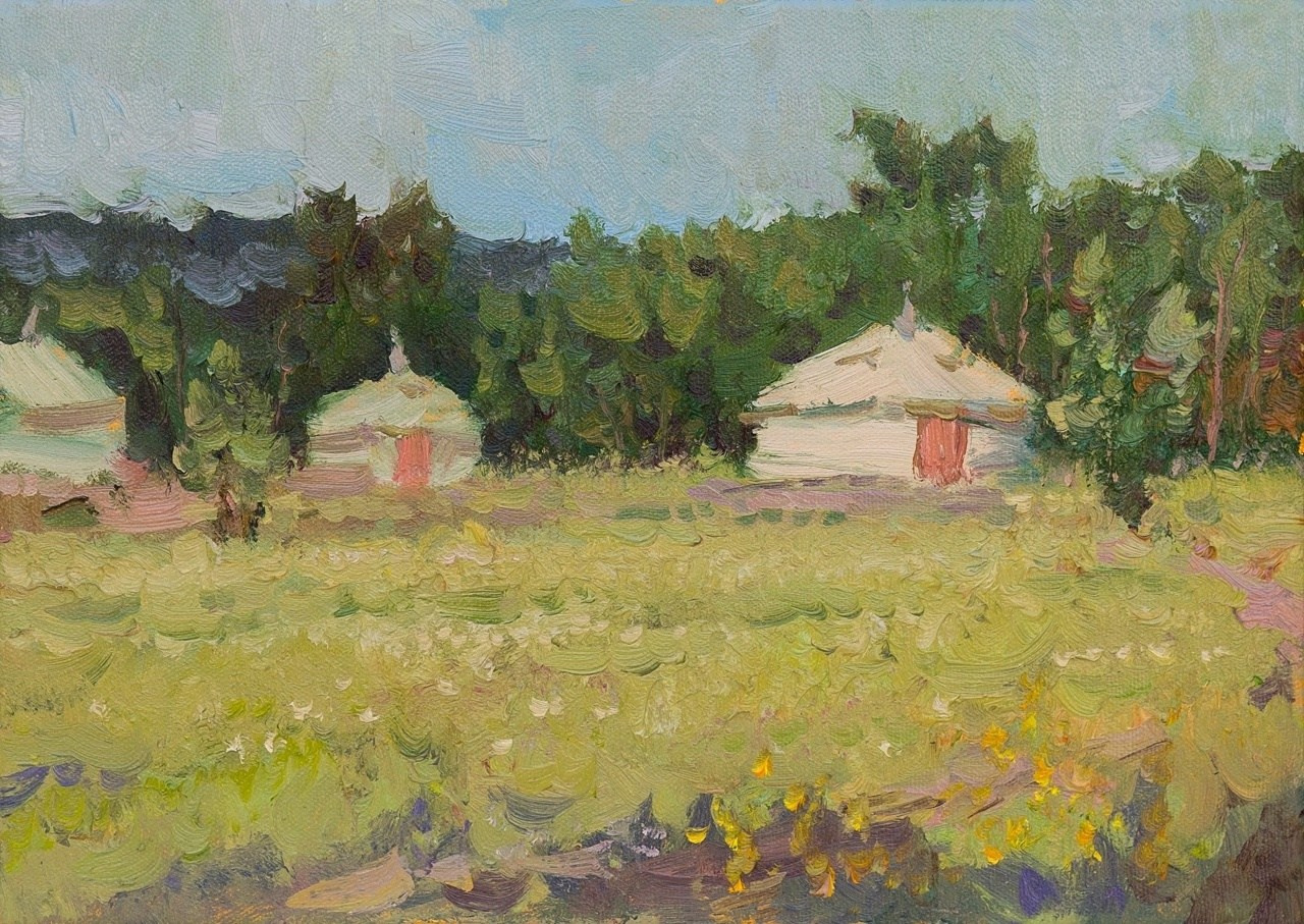 Юрты Аргамаченского парка. Художник Александр Каверин