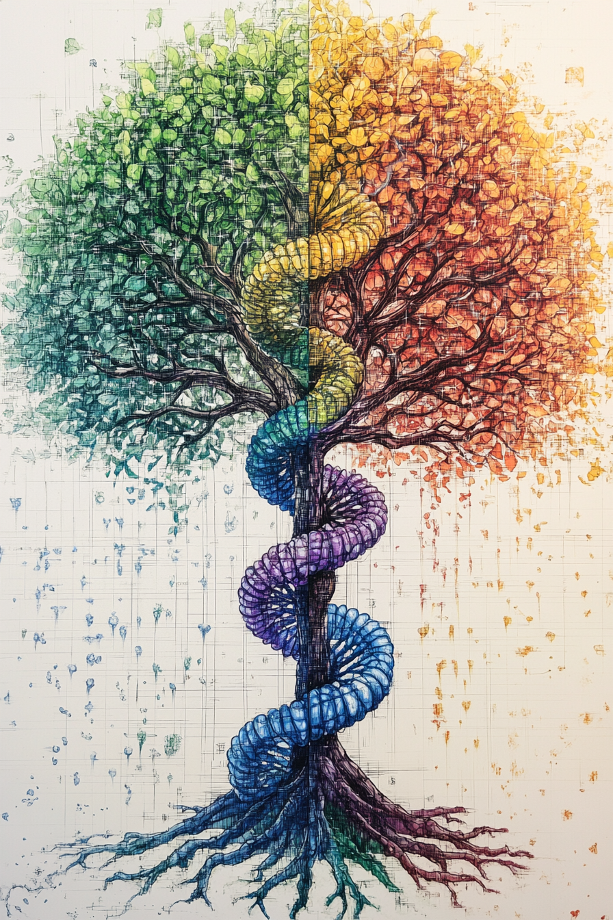 Иллюстрации Дерево Днк. Шаблоны и дизайны выпускных альбомов и фотокниг