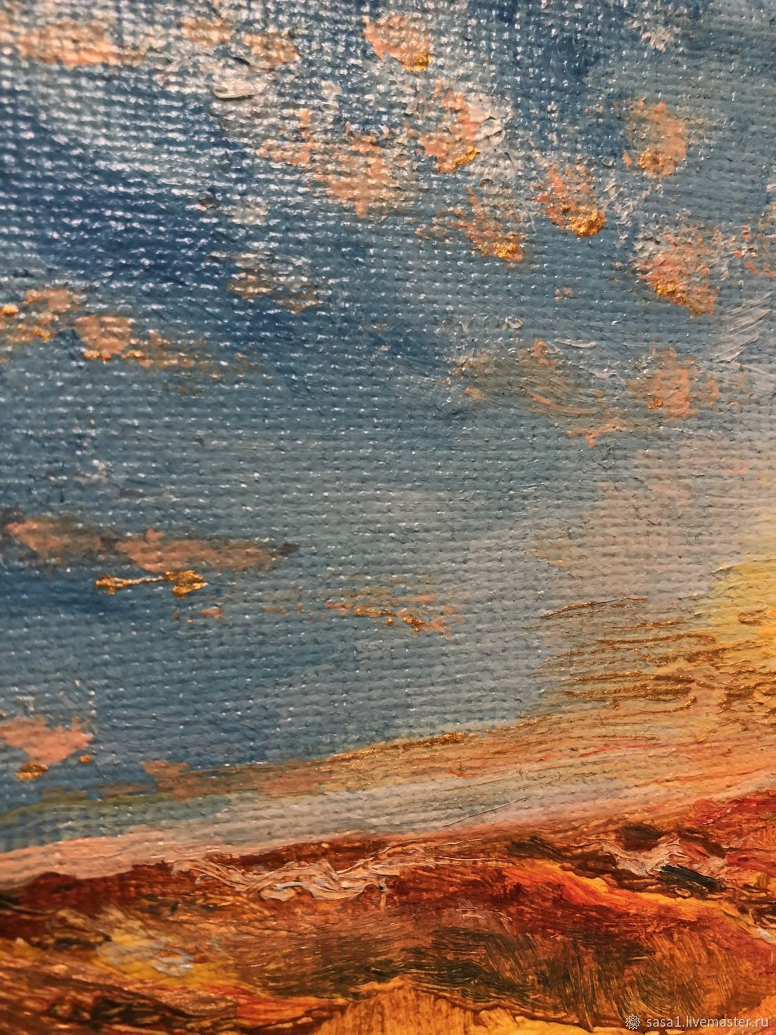 картина ручной работы, картина на заказ, картина небо, солнце, облака