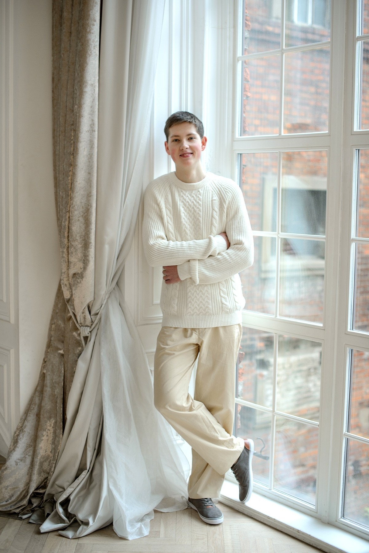 young man teenager , Studio photo shoot at Christmas time