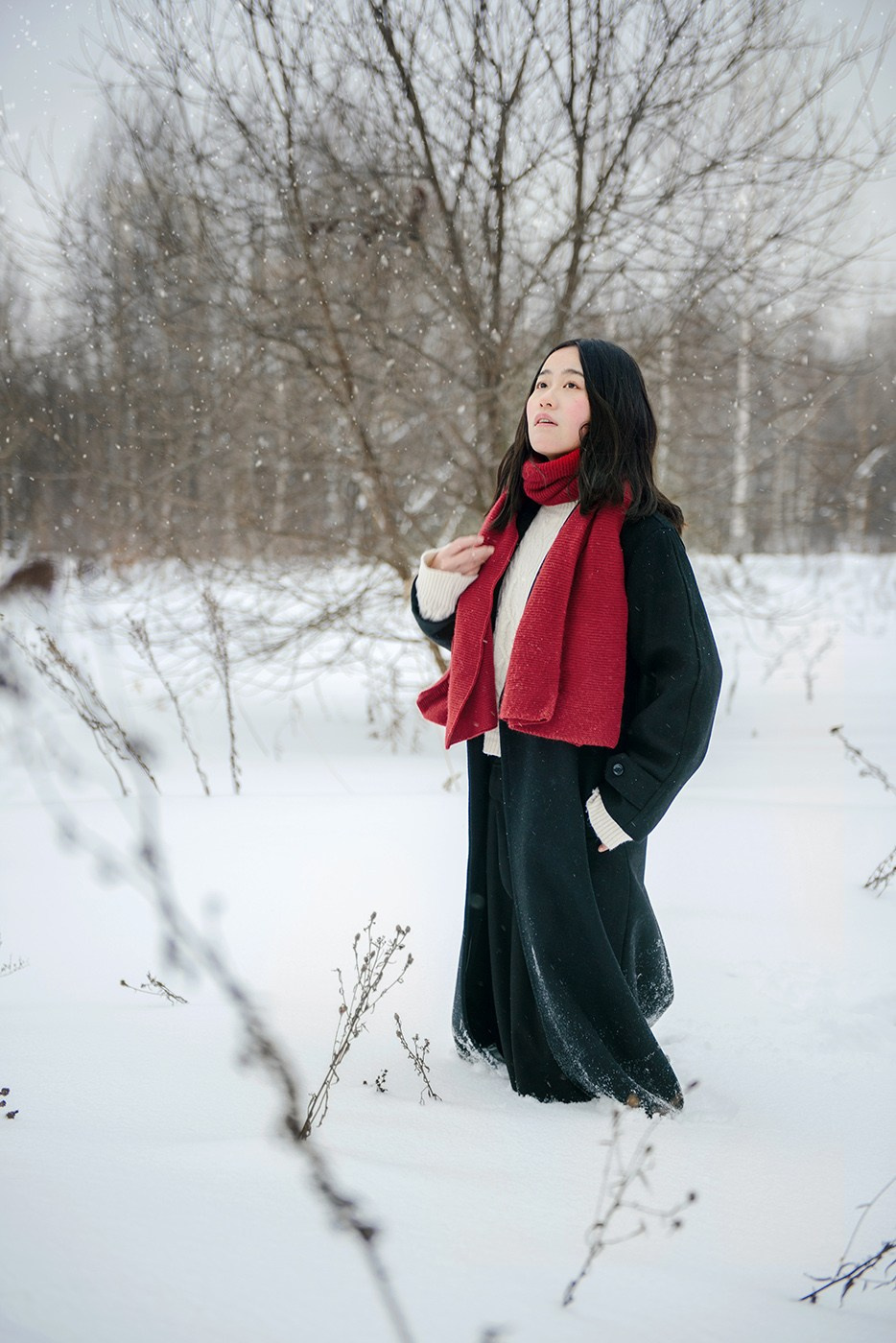 photo shoot for a girl in a winter field, snow (photography from Elena Carruthers)