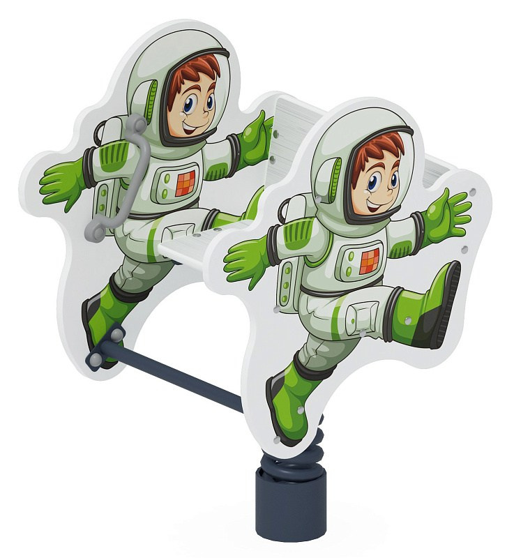 Космонавт - Качалка на пружине - ИО 22.14.01-И1 Габариты (ШхДхВ): 680x570x850 Зона безопасности, мм: 2680х2570 Возрастные ограничения весом не более 70 кг