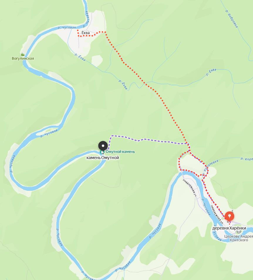 Как проехать до Камня Омутного на реке Чусовой от деревни Харенки