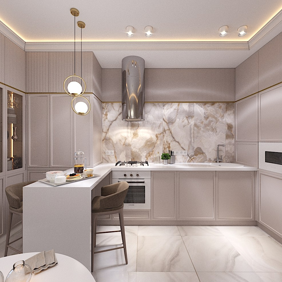 Кухня с видом на парк. Студия интерьерной визуализации и дизайна FishkaRom в Краснодаре и по всей России