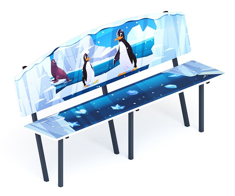 Скамейка детская Снежная королева - МФ 41.01.01-05.И1 Габариты (ШхДхВ): 1840x480x1000 мм Зона безопасности, мм: 2840х1480 Возрастные ограничения от 3 лет 