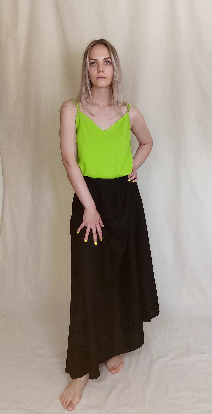 Льняной топ. Цвет - лайм. Размеры - 40, 42, 44, 46, 48, 50. Цена - 2200 руб.