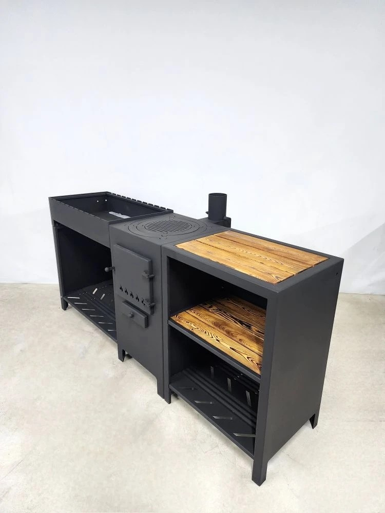 «ДЖЕТА» с печью под казан и смокер с реверсным движением жара. Купить / заказать мангал для дома в Краснодаре от производителя «Дарбин»