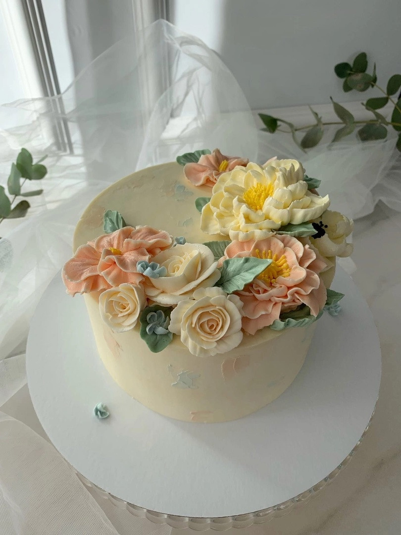 Мои работы. Аникина Юлия / Кремовая флористика в корейской технике