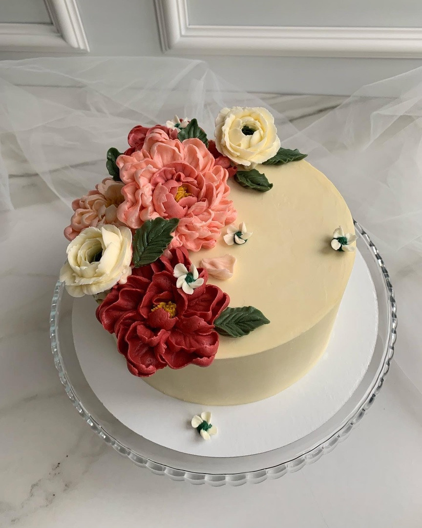 Мои работы. Аникина Юлия / Кремовая флористика в корейской технике