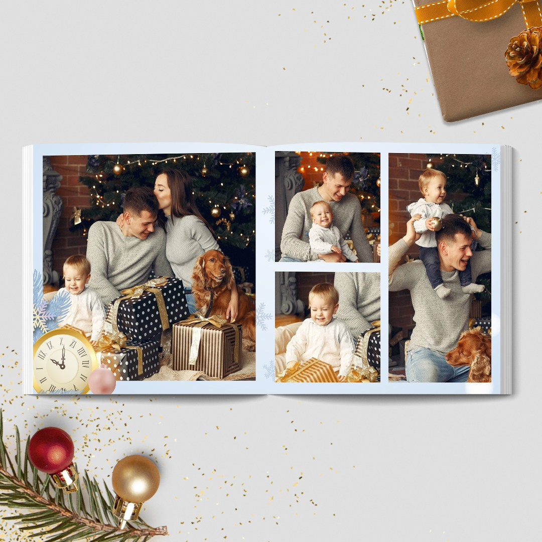 Новогодняя фотокнига дизайн «Золотые часы». Medlori fotobook Выпускные альбомы в Липецке Лариса Медведева