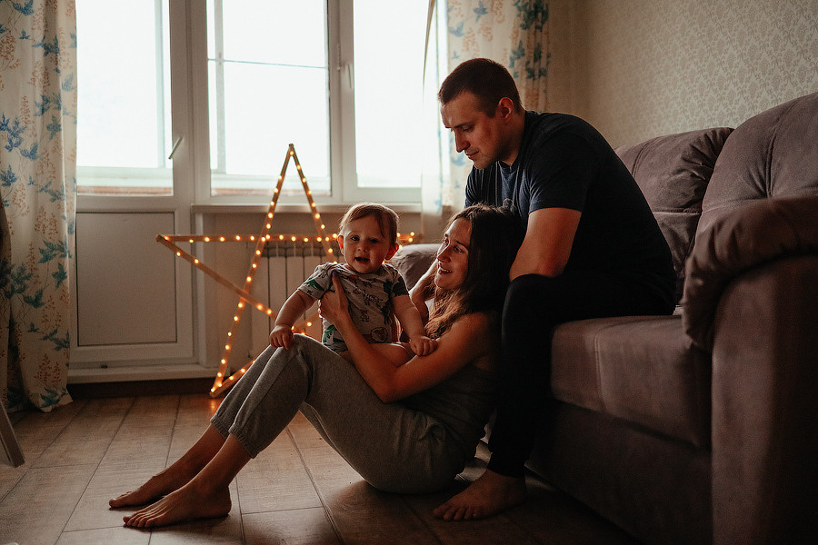 Домашняя фотосессия Жени, Иры и Арсения. Семейный и детский фотограф в Рыбинске, Ярославле Ольга Лебедева