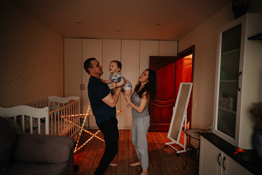 Домашняя фотосессия Жени, Иры и Арсения. Семейный и детский фотограф в Рыбинске, Ярославле Ольга Лебедева