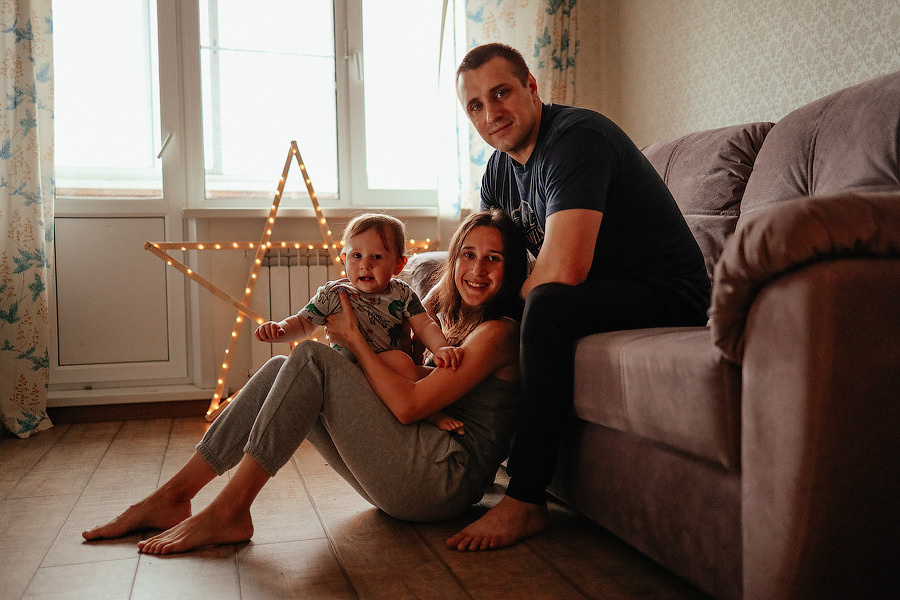 Домашняя фотосессия Жени, Иры и Арсения. Семейный и детский фотограф в Рыбинске, Ярославле Ольга Лебедева