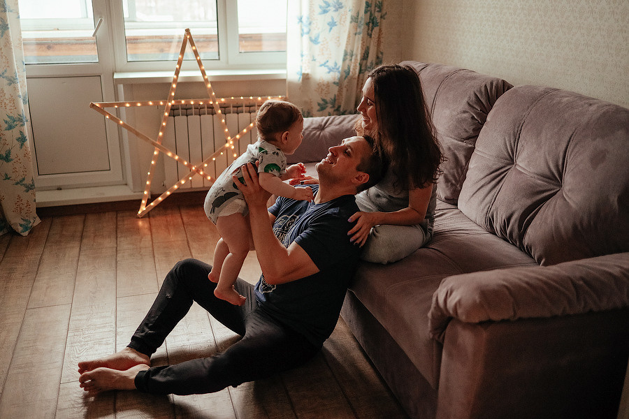 Домашняя фотосессия Жени, Иры и Арсения. Семейный и детский фотограф в Рыбинске, Ярославле Ольга Лебедева