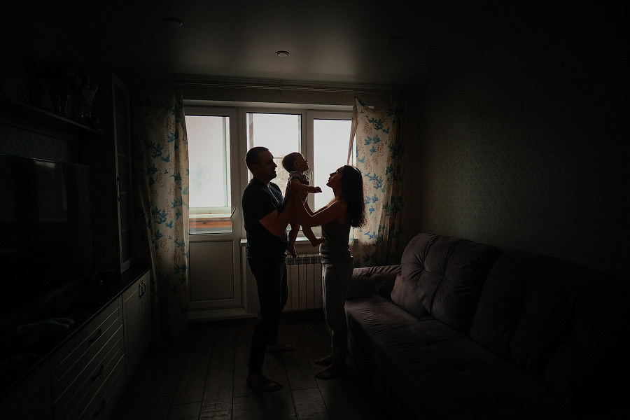 Домашняя фотосессия Жени, Иры и Арсения. Семейный и детский фотограф в Рыбинске, Ярославле Ольга Лебедева