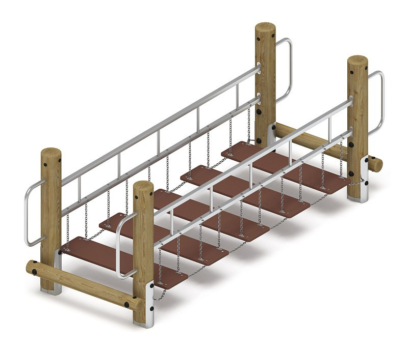 Мост подвесной (лиственница орех) СО 1.82.06-Л.И1.02 Габариты (ШхДхВ): 1200х3660х1350 Зона безопасности, мм: 3200х5600