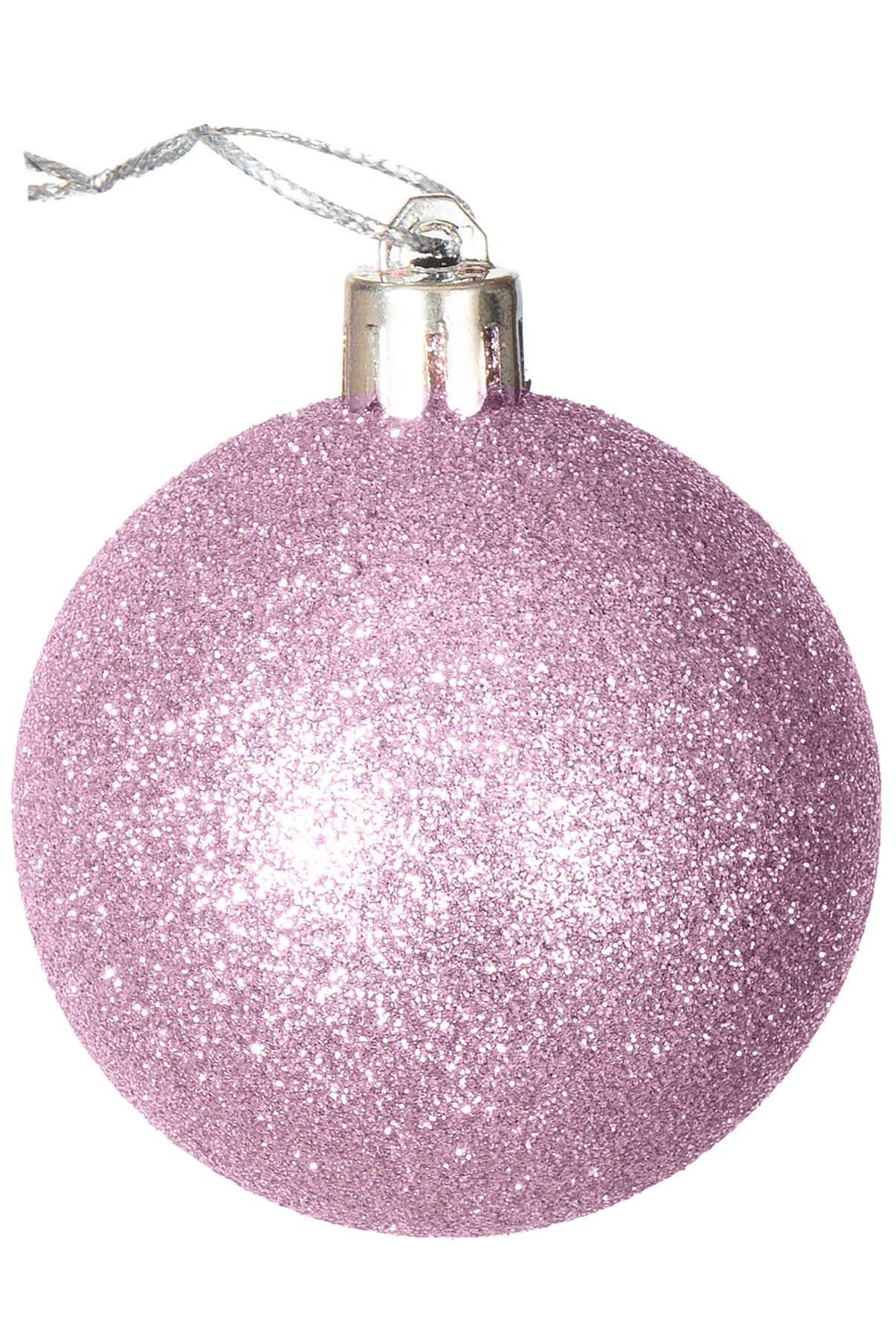 Шар блестящий розовый на елку с веревочкой