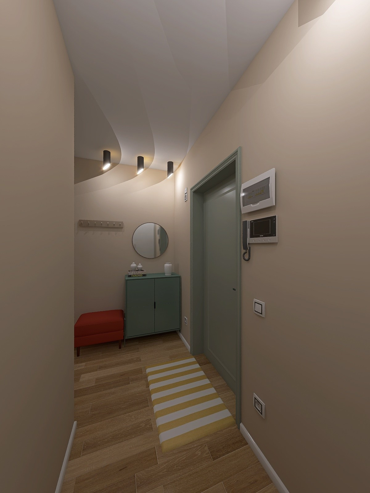 Визуализация (рендер) прихожей для квартиры под аренду и флиппинг