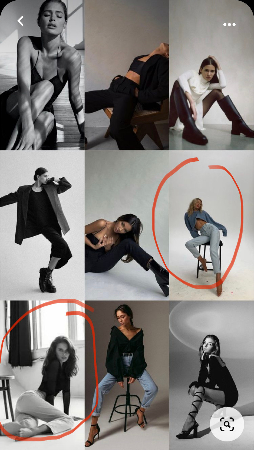 Идея для фотосессии в студии: джинсы, топ