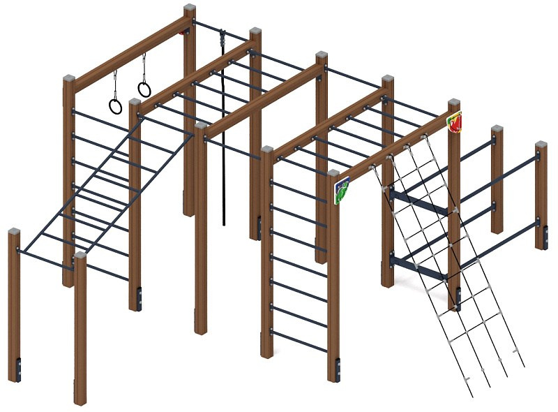 Спортивная серия СК 2.01.25-01 Габариты (ШхДхВ): 6000х5100х2500 Зона безопасности, мм: 9000х8100 Возрастные ограничения 5-12 лет