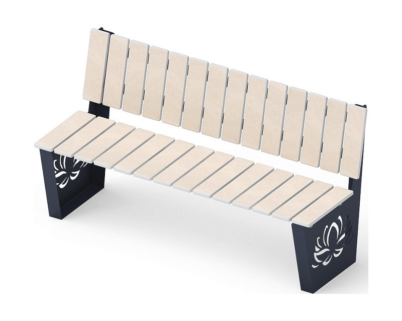 Скамья Лотос - МФ 42.02.01-01 (Светлый дуб) (под анкера) Габариты (ШхДхВ): 1530x570x830 мм Зона безопасности, мм: 1695х2950