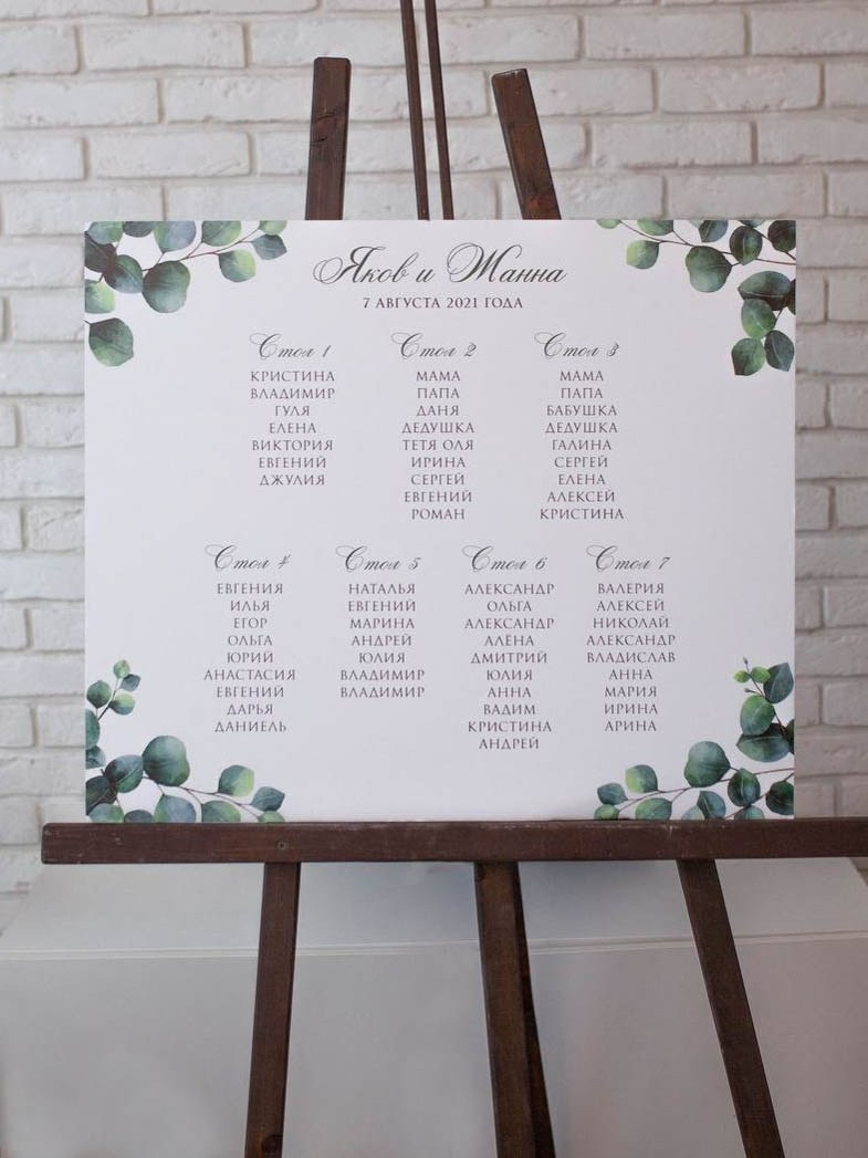 Рассадка на пенокартоне, 5500 руб. Дизайнер полиграфии в Санкт-Петербурге. Заказать свадебные приглашения, подарочные сертификаты, полиграфию для бизнеса, шелковые ленты