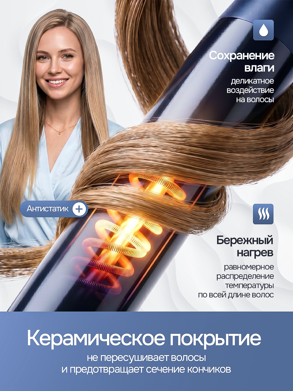Плойка для волос. Дизайн карточек для маркетплейсов