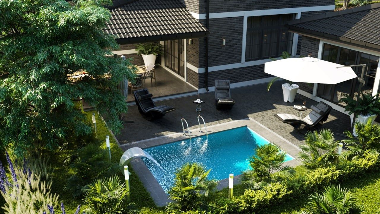 Двухэтажный дом площадью 185 м² в классическом современном стиле в п.Витязево. Архитектор Вера Каракезиди