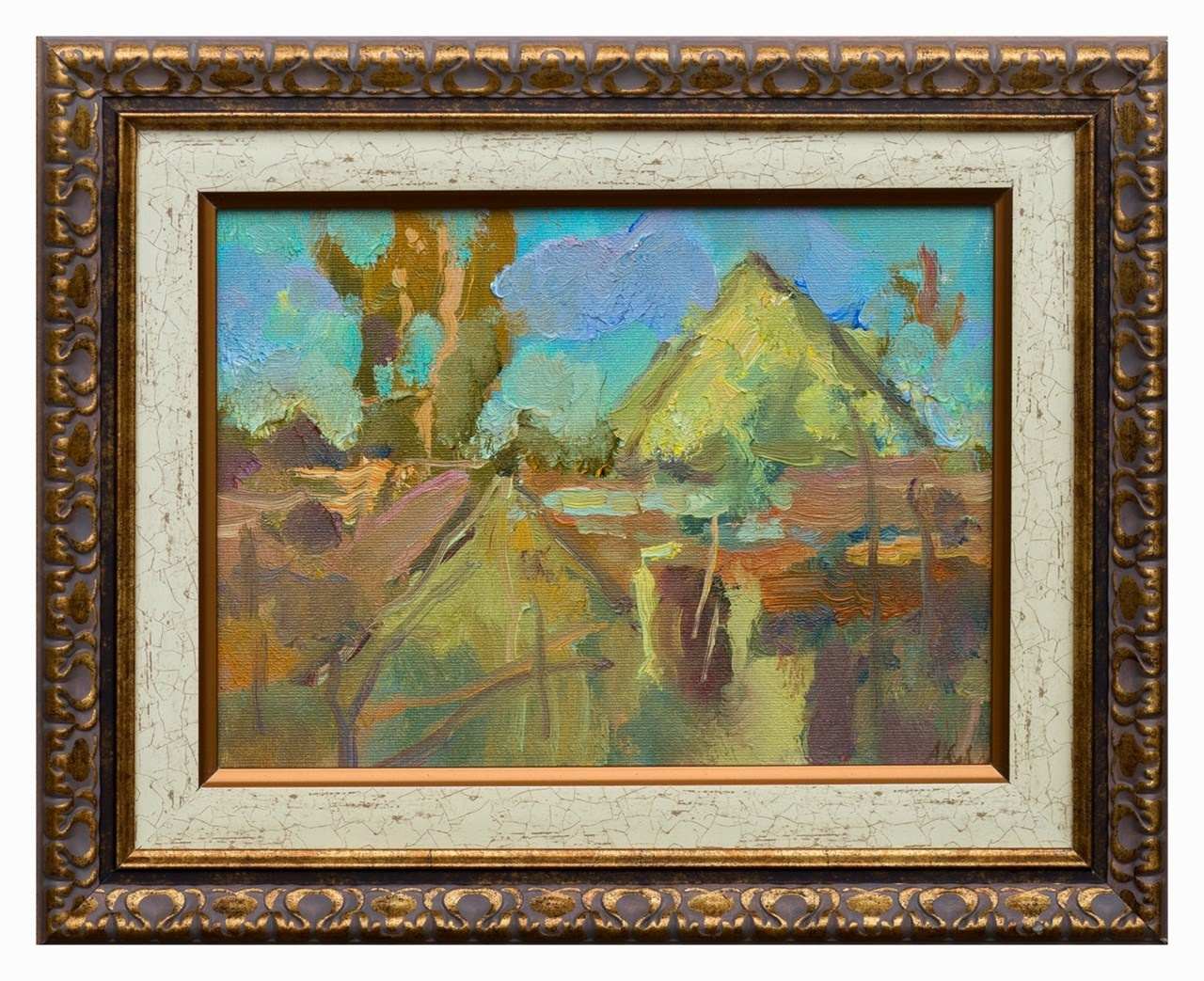 Крыши. Закат. Художник Александр Каверин