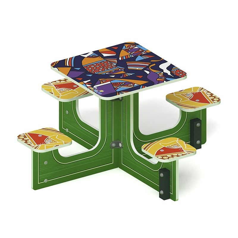 Столик детский квадратный (Крестики-нолики) - МФ 31.01.04-01 Габариты (ШхДхВ): 1250x1250x600 мм Зона безопасности, мм: 2250х2250 Возрастные ограничения от 2 до 14 лет, весом не более 70 кг