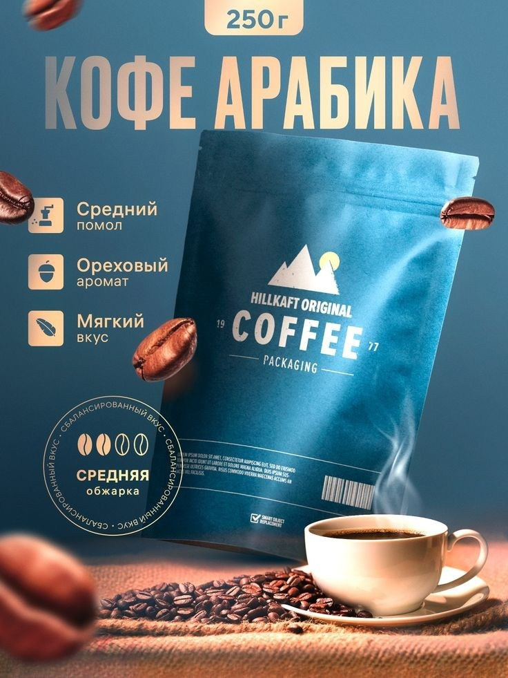 Инфографика: кофе — карточка товара для маркетплейсов. Дизайн карточек товара для Wildberries, Ozon, Amazon