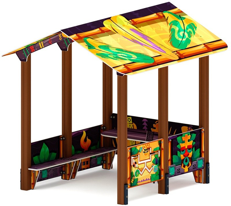 Домик большой 2 (Майя) МФ 10.01.08-03 Габариты (ШхДхВ): 2140х2400х2400 Зона безопасности, мм: 3140х3400