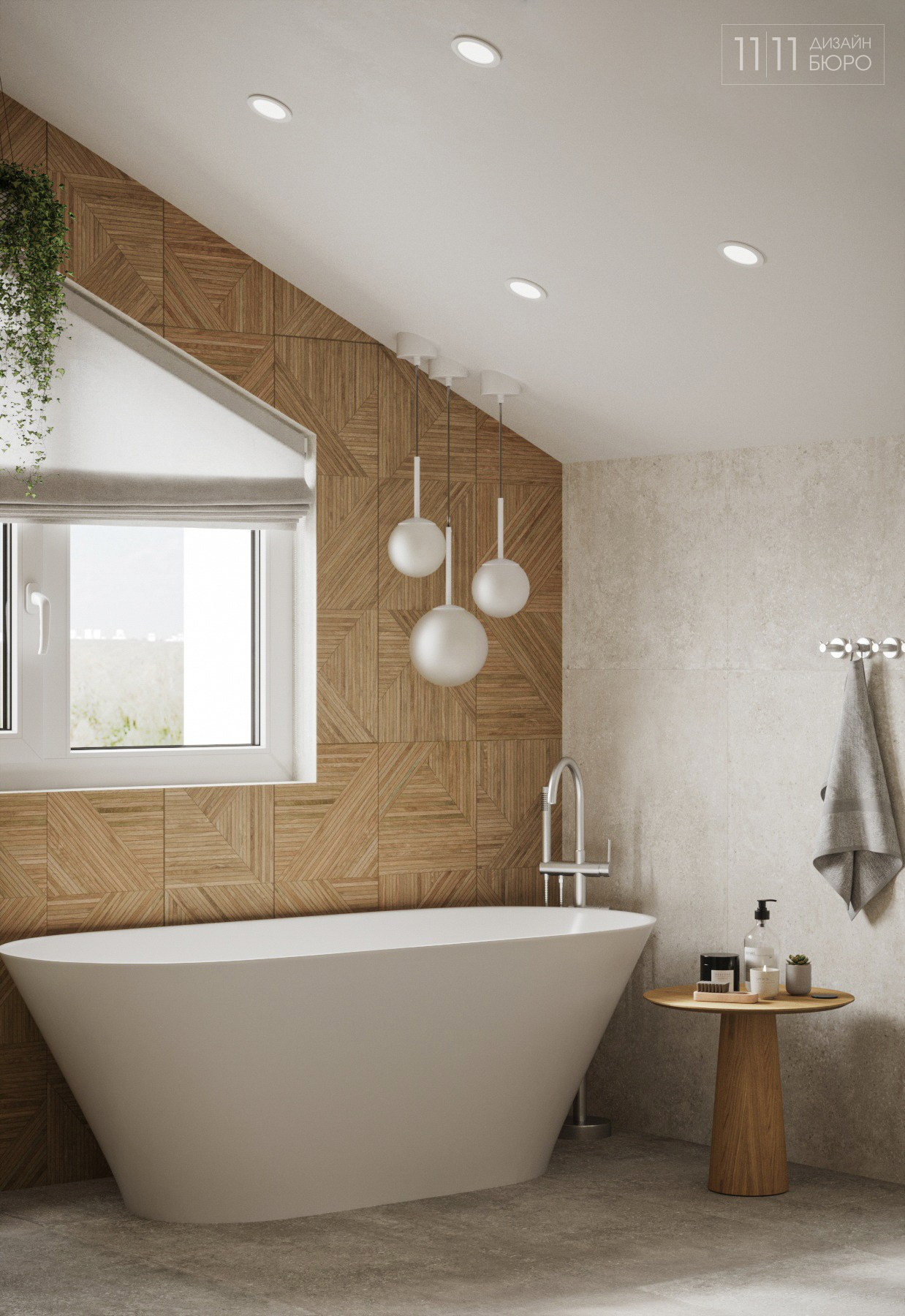 Отдельная ванна у окна в частном доме