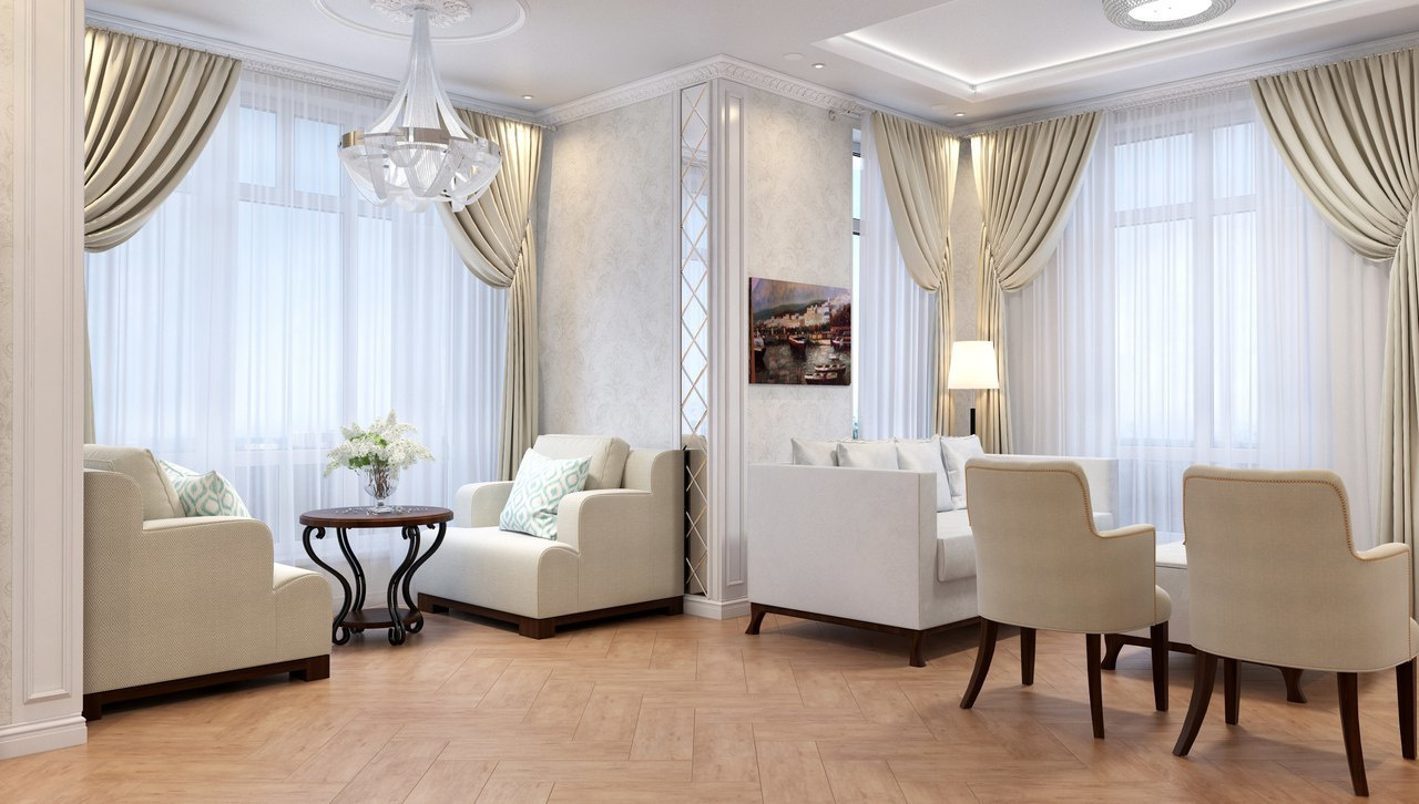 Двухэтажный дом в д. Горки, 200 м. кв. Неоклассика. Студия Дизайна интерьера Tsvetdesign. Дизайнер в Санкт-Петербурге