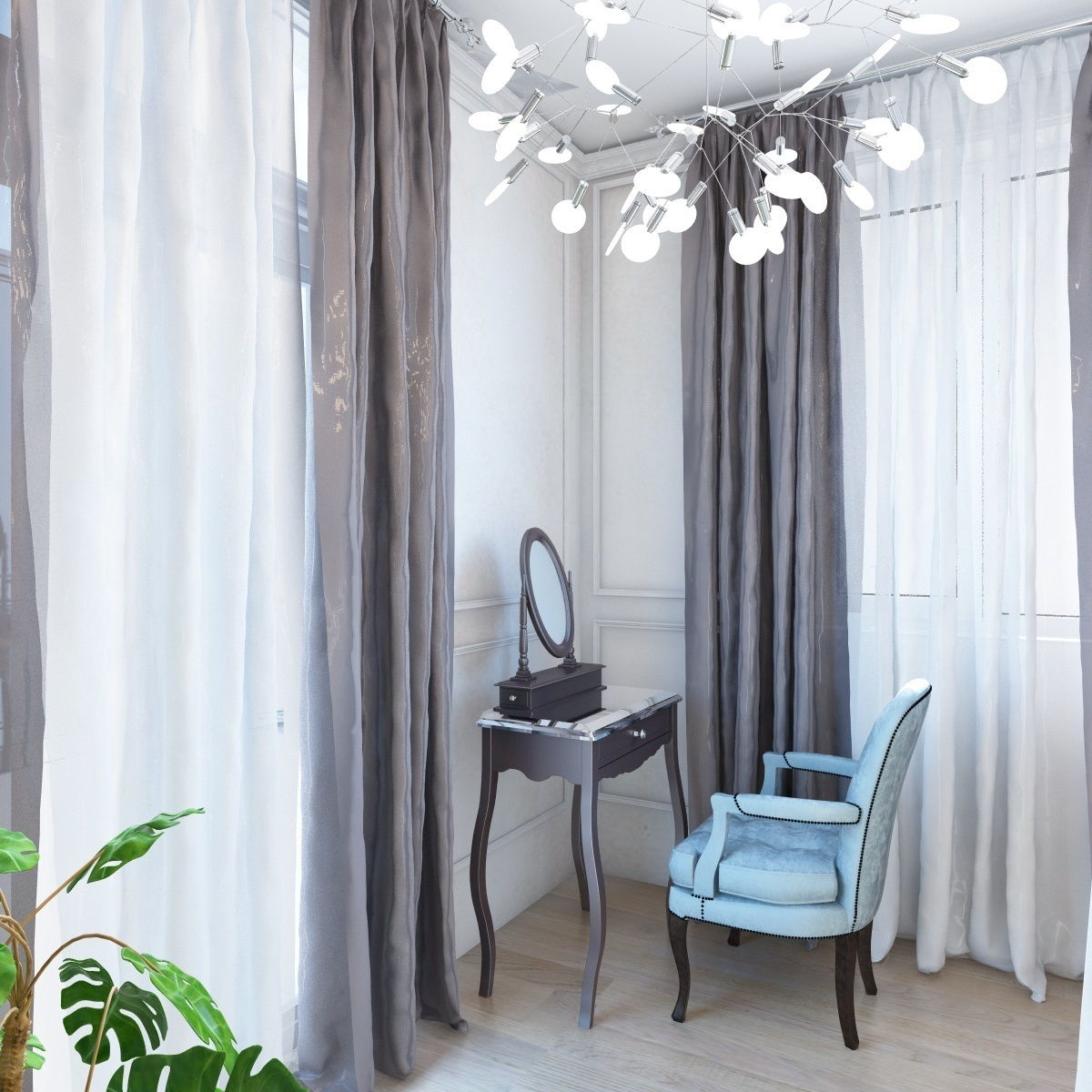 Двухэтажный дом в д. Горки, 200 м. кв. Неоклассика. Студия Дизайна интерьера Tsvetdesign. Дизайнер в Санкт-Петербурге